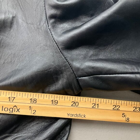 VTG Accent Women MediumBlack Leather Blazer Jacket Soft Minimalist Old Money - Picture 5 of 14